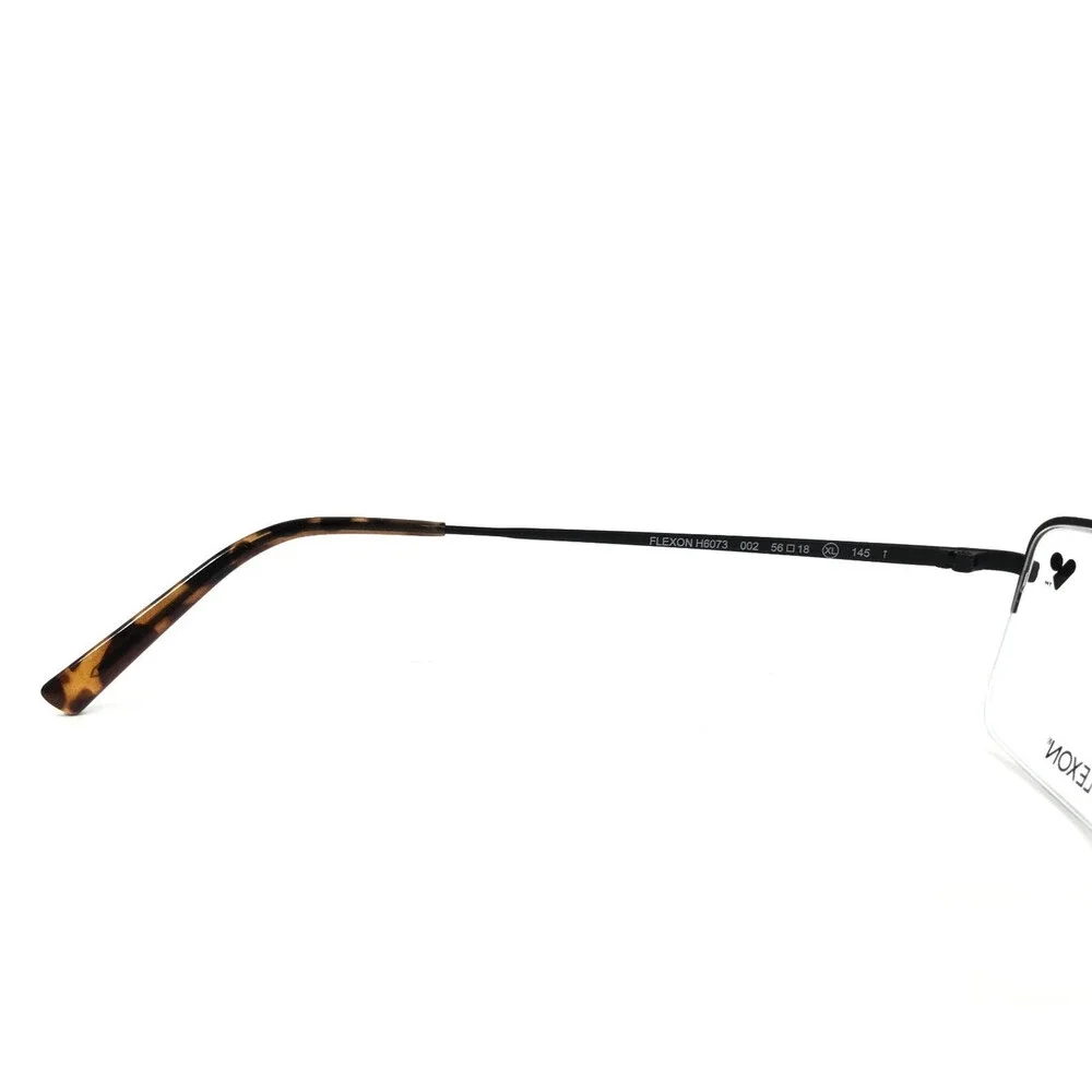 Flexon Eyeglasses Frames H6073 002 Satin Black Matte Titanium 56-18-145